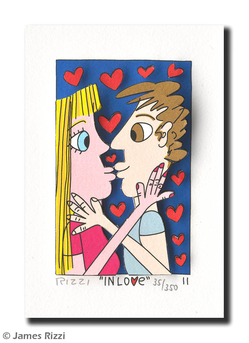 James Rizzi - IN LOVE - Original 3D Bild drucksigniert James Rizzi - IN LOVE - Original 3D Bild drucksigniert