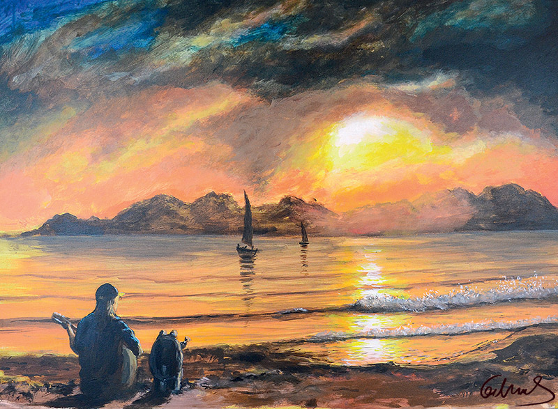 otto-waalkes-beach-boys-in-the-sunset-ungerahmt-kunst-ottifant