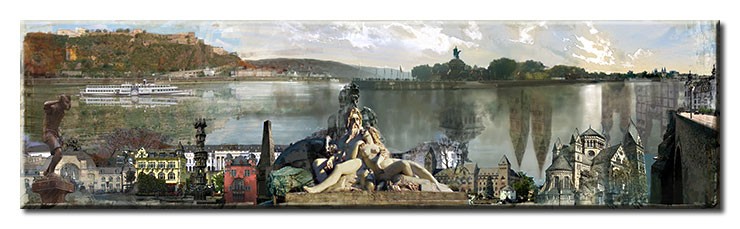 Koblenz Panorama Collage - Leinwandbild-20 x 70 cm
