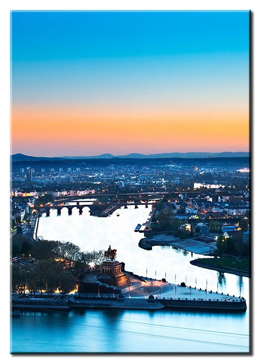 Leinwandbild Koblenz Abendstimmung - Hochformat-20 x 30 cm