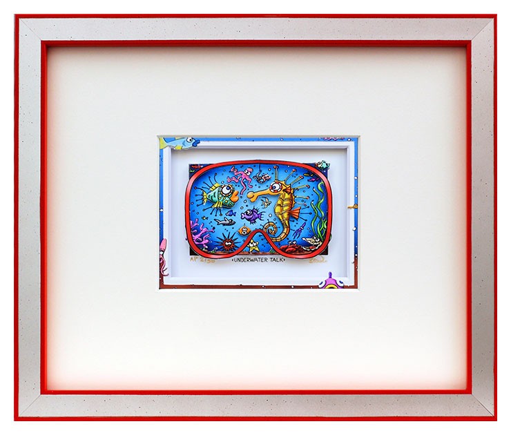 Branko UNDERWATER TALK gerahmt mit SILBER-ROT Branko - UNDERWATER TALK - Original 3D Bild handsigniert - ohne Rahmen PP