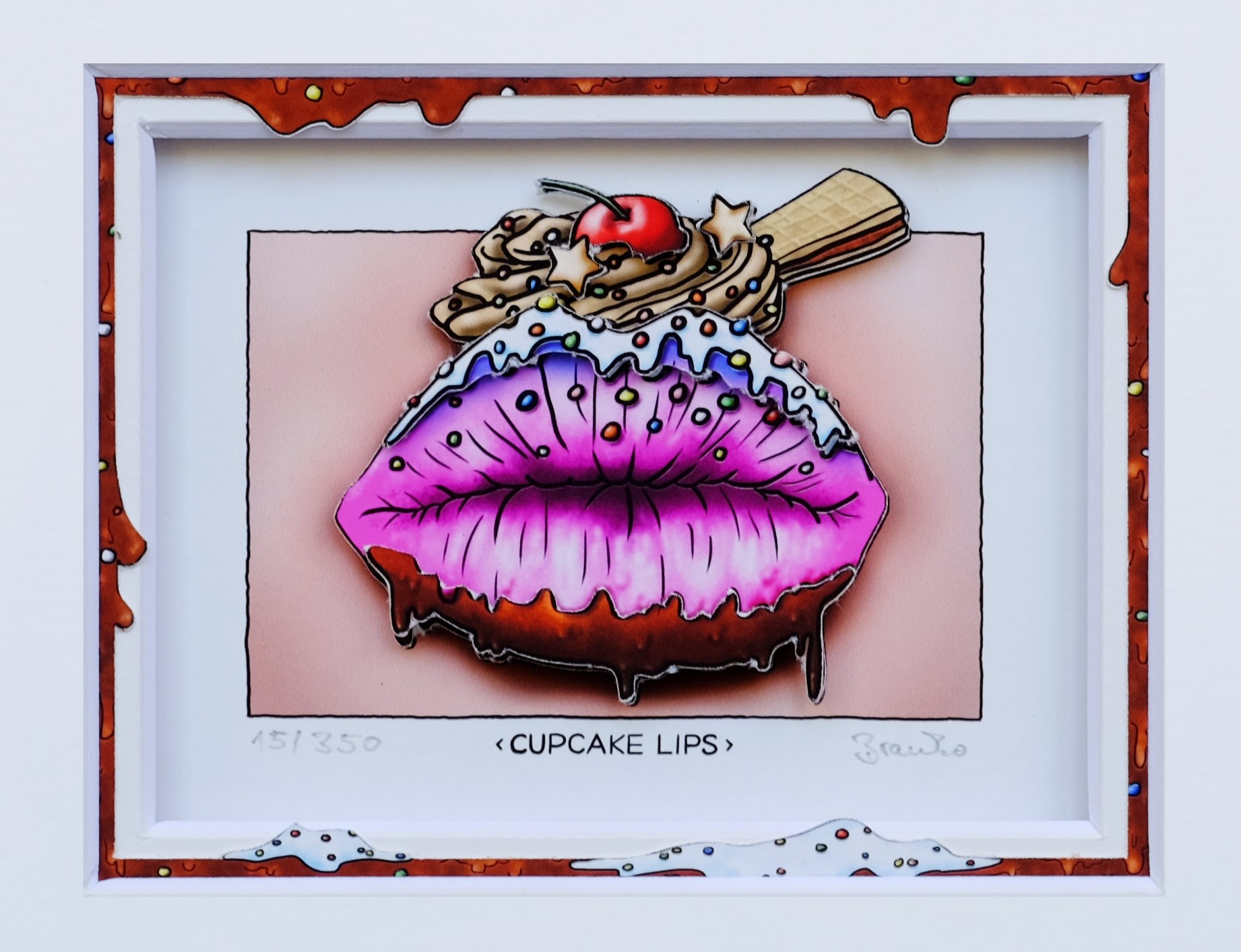 Branko - CUPCAKE LIPS - Original 3D Bild handsigniert - ohne Rahmen PP