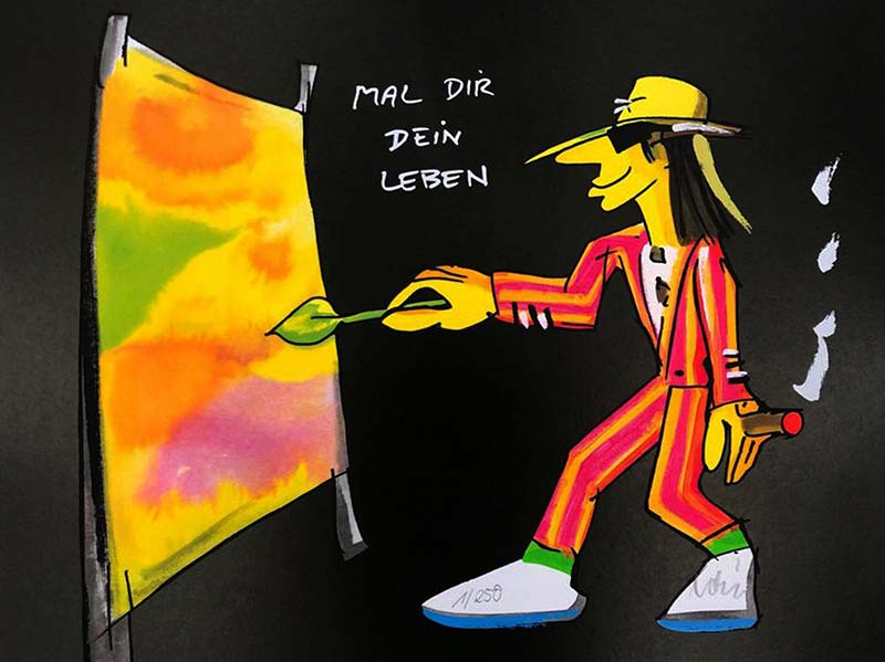 Udo Lindenberg - MAL DIR DEIN LEBEN - handsignierte Original Grafik