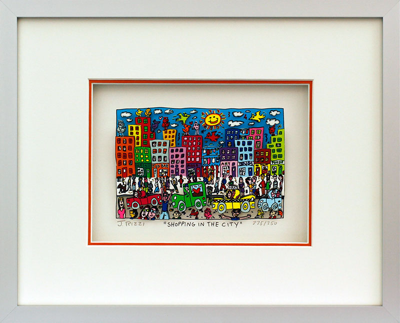 james-rizzi-shopping-in-the-city-gerahmt-kunst-3d