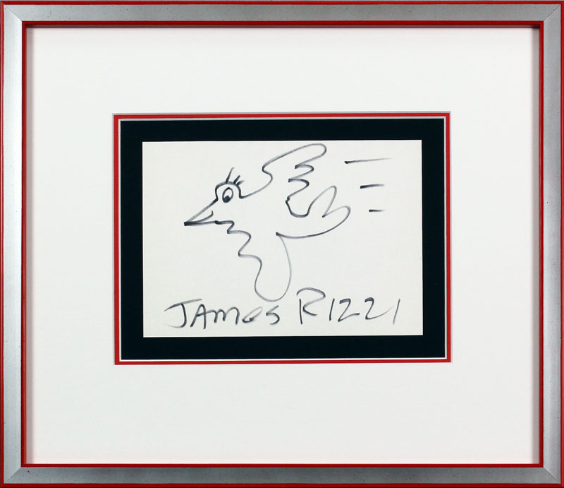 James Rizzi - RIZZI BIRD - original Autogramm mit Zeichnung - UNIKAT