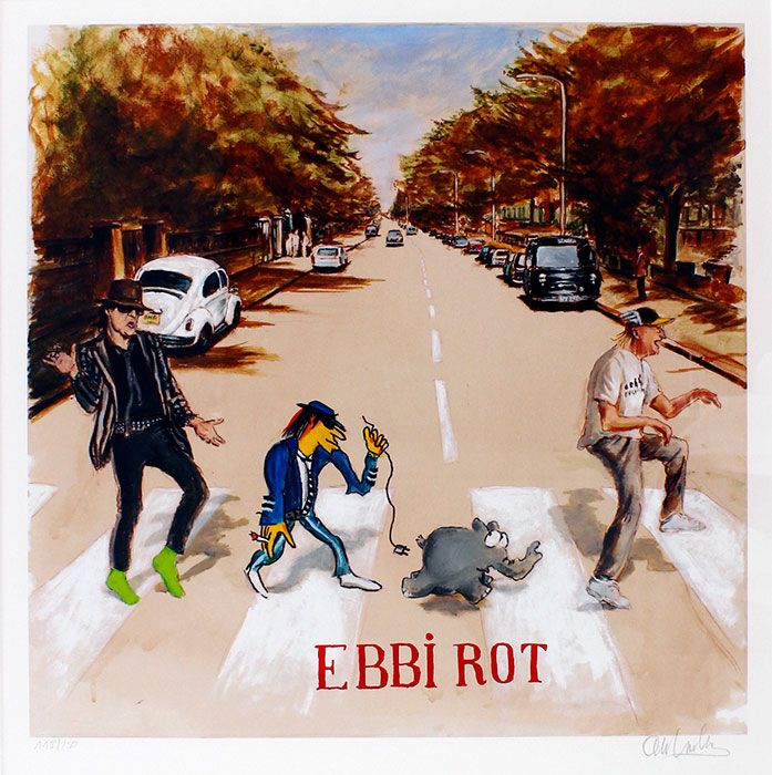 OTTO WAALKES EBBI ROT MIT UDO LINDENBERG original Siebdruck